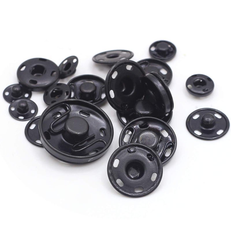 Enosea 55 Sets Sew-on Snap Buttons Metal Snap Fastener Durable Press Studs Buttons for Sewing Clothing, 4 Sizes (Black) - Image 4